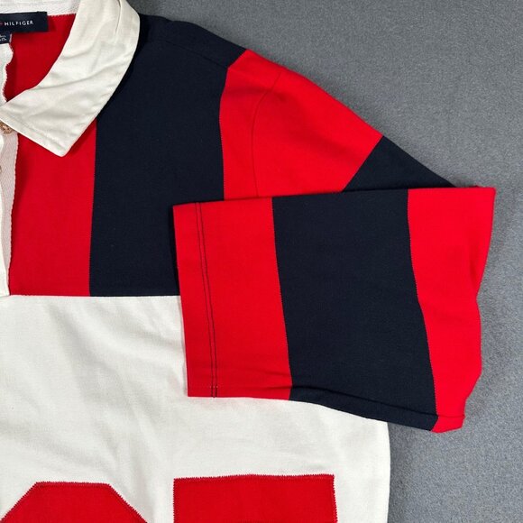 Tommy Hilfiger Womens XL '85 Colorblock Striped 3/4 Sleeve Polo Shirt - Picture 6 of 10